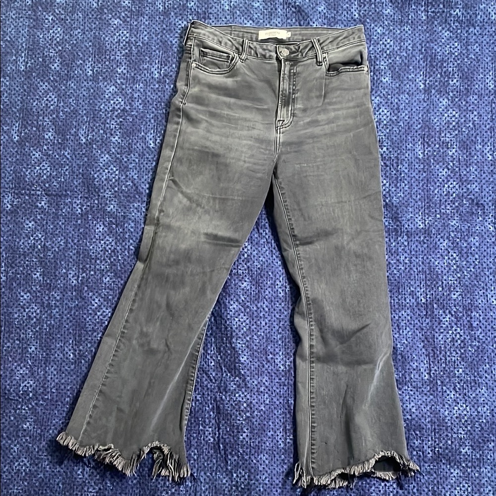 Hidden LA Women's Grey Frayed Hem Jeans